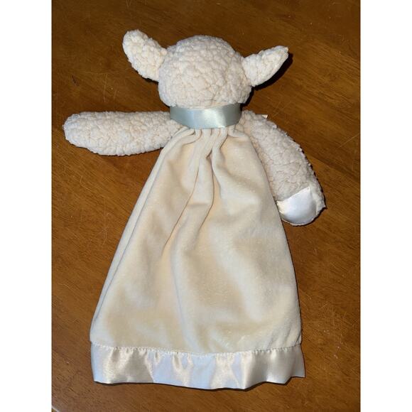 Bearington Baby Lamb Lovey Satin Sherpa Security Blanket Plush Sewn Eyes - Picture 7 of 14